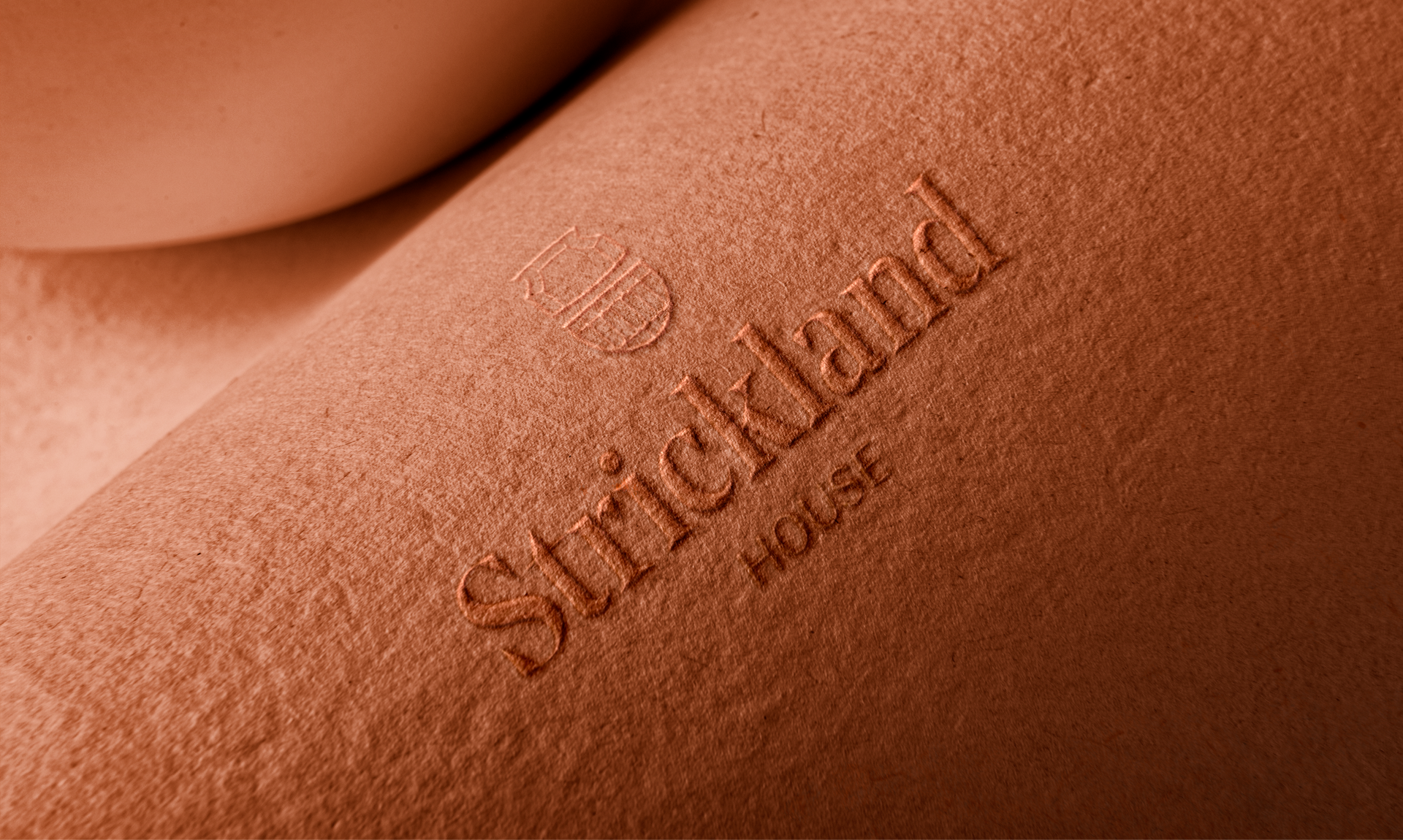 Strickland house logo on leather